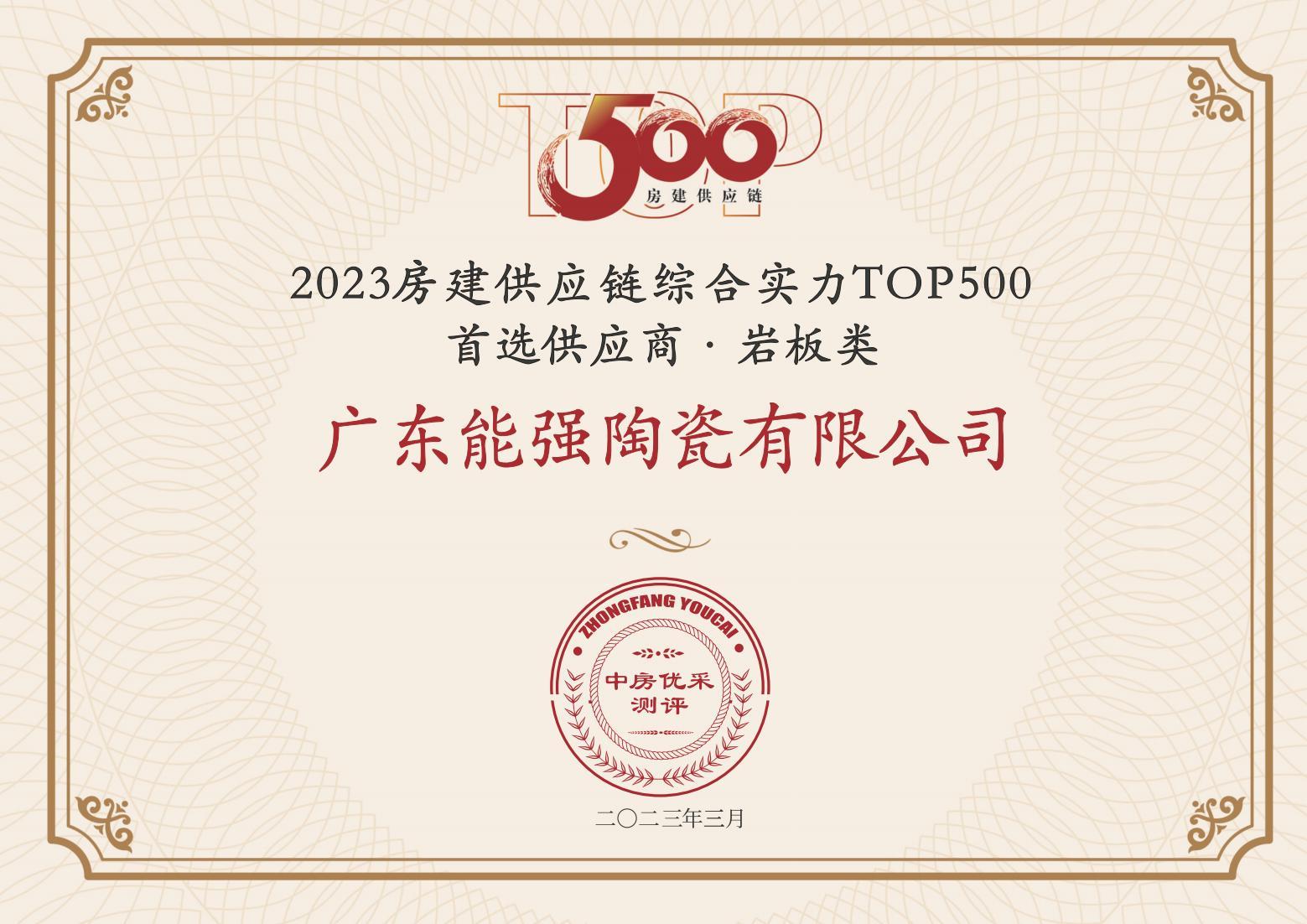 2023房建供應鏈企業(yè)綜合實力TOP500·首選供應商·巖板類